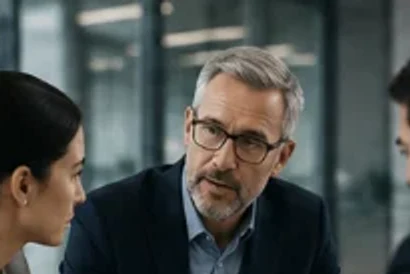 Senior advisors in conversation during a strategy meeting